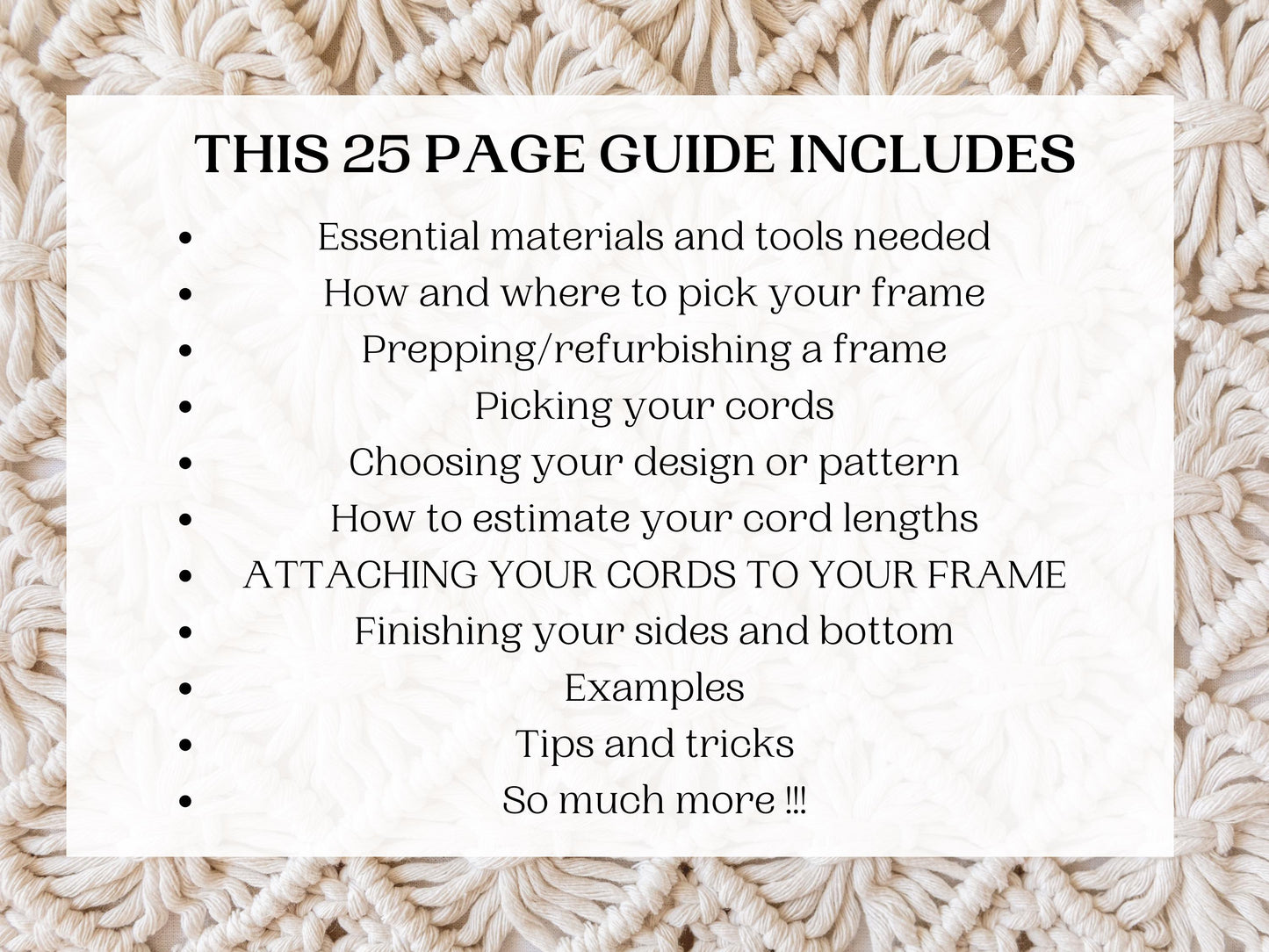 Mastering framed macrame guide. 25 page PDF how to guide for artists.