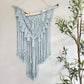 Clearance eggshell Blue macrame wall hanging.