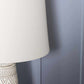 Tan and Cream Resin Lamp with White Linen Table Lamp - Clearance