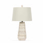 Tan and Cream Resin Lamp with White Linen Table Lamp - Clearance