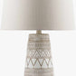 Tan and Cream Resin Lamp with White Linen Table Lamp - Clearance