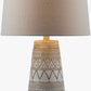 Tan and Cream Resin Lamp with White Linen Table Lamp - Clearance