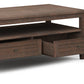 Warm Shaker Solid Wood 48 Inch Wide Transitional Coffee Table