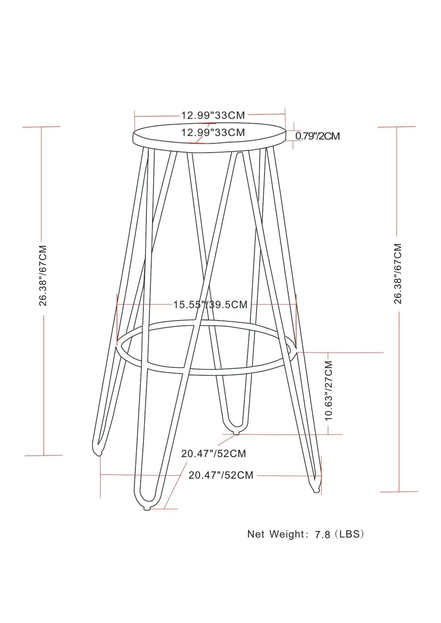Simeon - 26" Metal Counter Height Stool with Wood Seat (Set of 2)