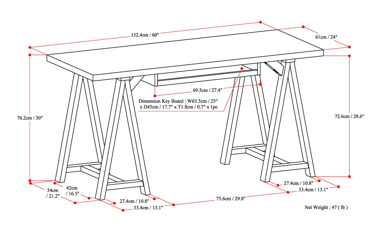 Sawhorse Desk - Dark Chestnut