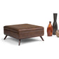 Owen 36 Inch Wide Square Coffee Table Storage Ottoman in Distressed Chestnut