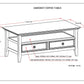Amherst 44 Inch Wide Solid Wood Coffee Table in Hickory