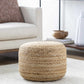 Lavertezzo Brick Red Knitted Beige Cotton Pouf