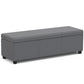 Avalon 54 Inch Wide Extra Large Storage Ottoman Bench in Stone
