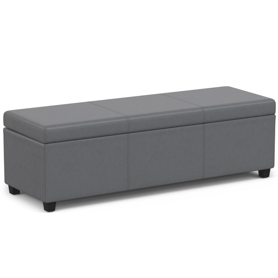 Avalon 54 Inch Wide Extra Large Storage Ottoman Bench in Stone