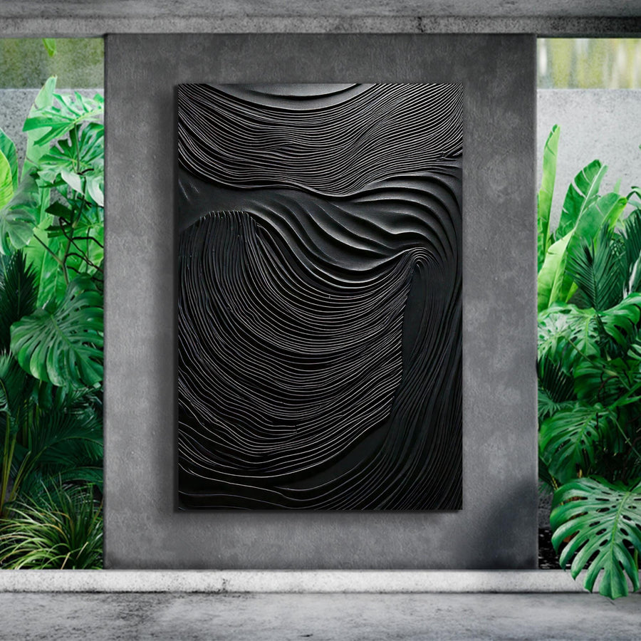 Modern Black Wave Wall Art