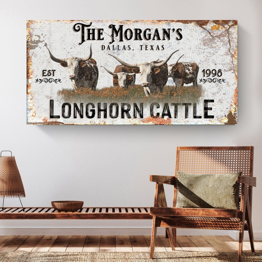 Personalized Long Horn Cattle Sign II
