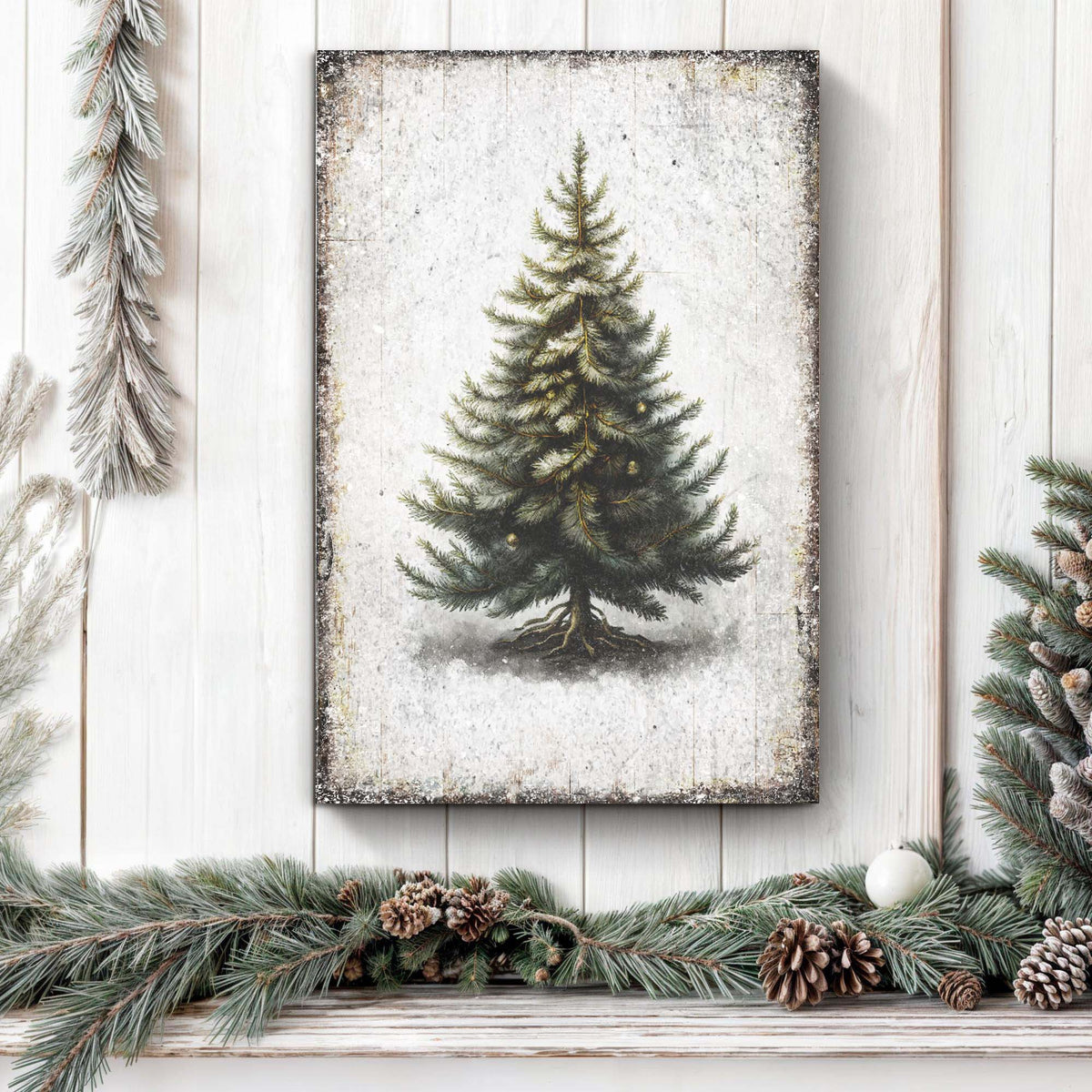 Vintage Pine Tree Christmas Wall Art - view 3