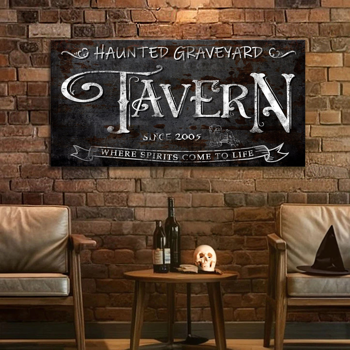 Haunted Graveyard Tavern Halloween Sign III - view 2