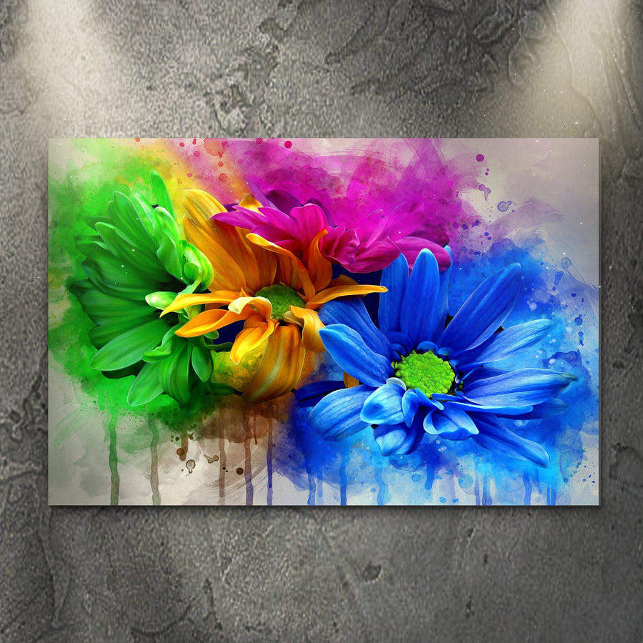 Watercolor Daisies Canvas Wall Art