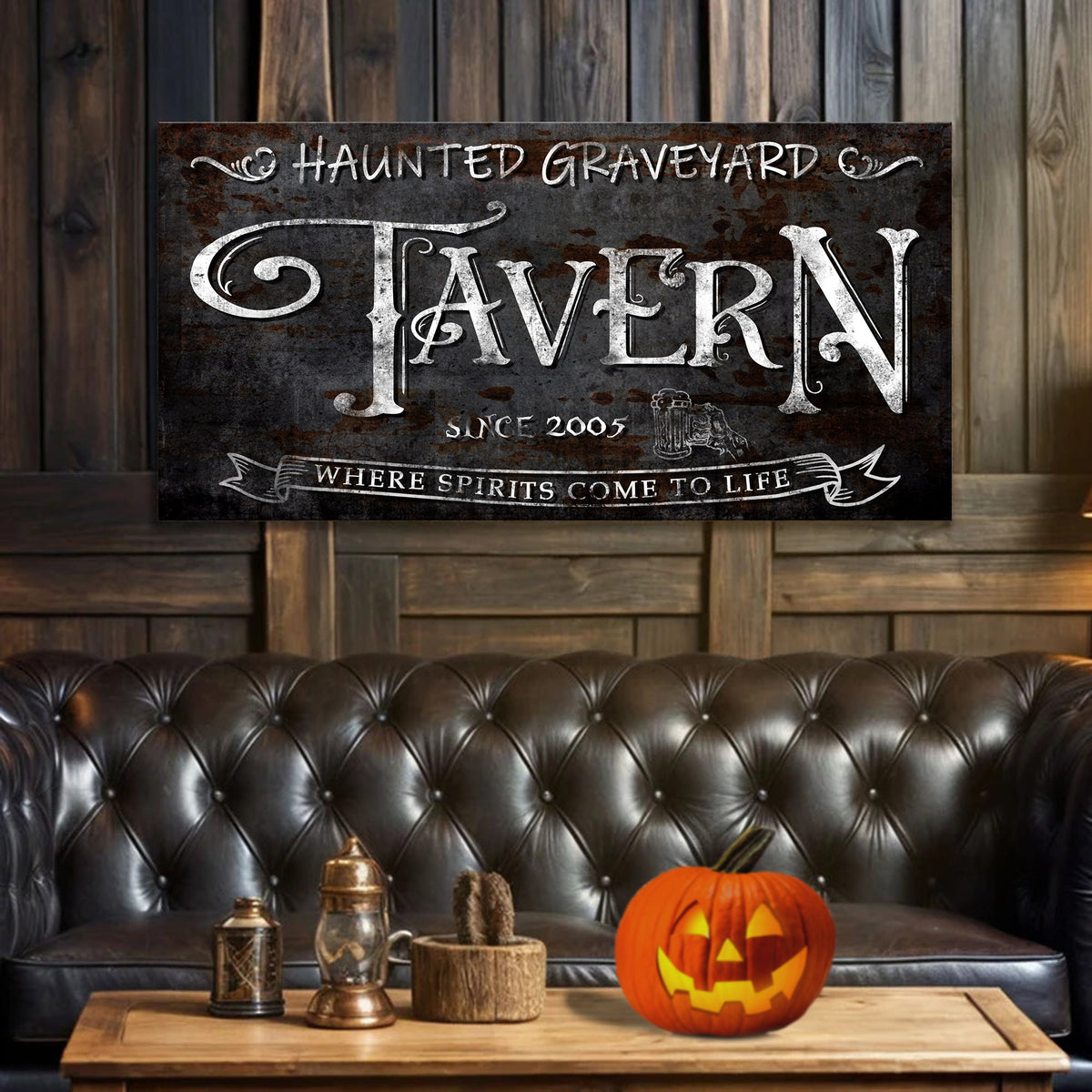 Haunted Graveyard Tavern Halloween Sign III - view 3