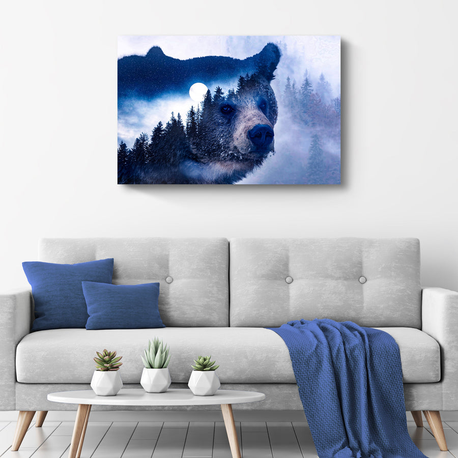Animals Forest Bear Illustration Canvas Wall Art II
