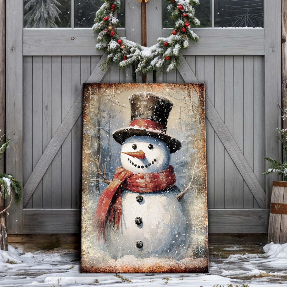 Vintage Snowman Christmas Wall Art - view 3
