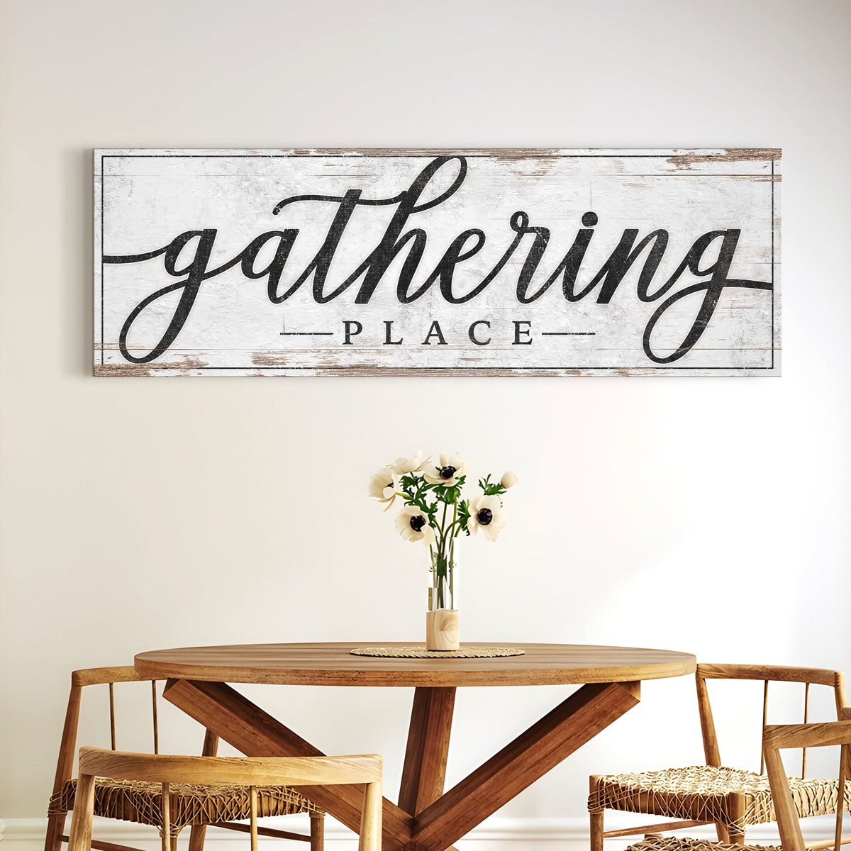 Gathering Place Kitchen Sign Decor | Dining Room Canvas Wall Art | Thanksgiving Sign Wall Art | Kitchen Wall - view 2