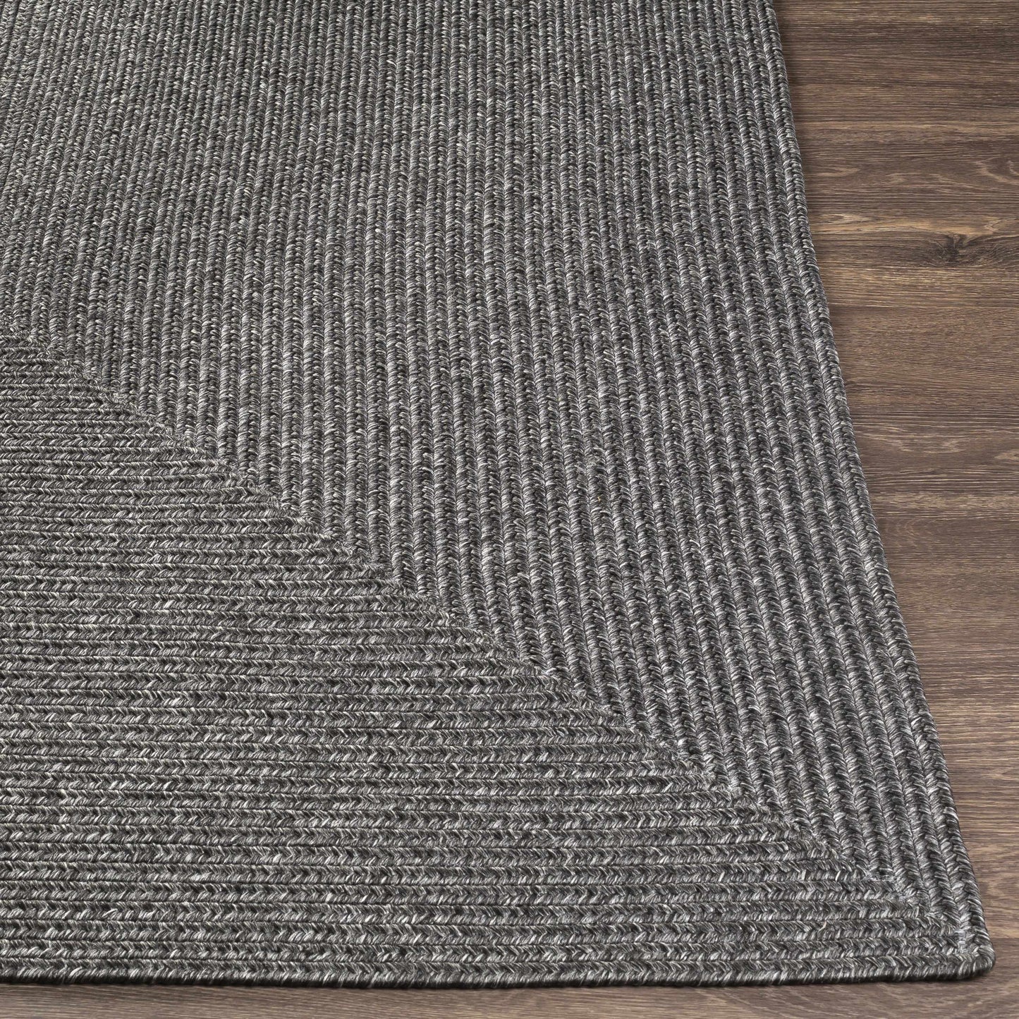 Black Braided Faux Jute Outdoor Rug