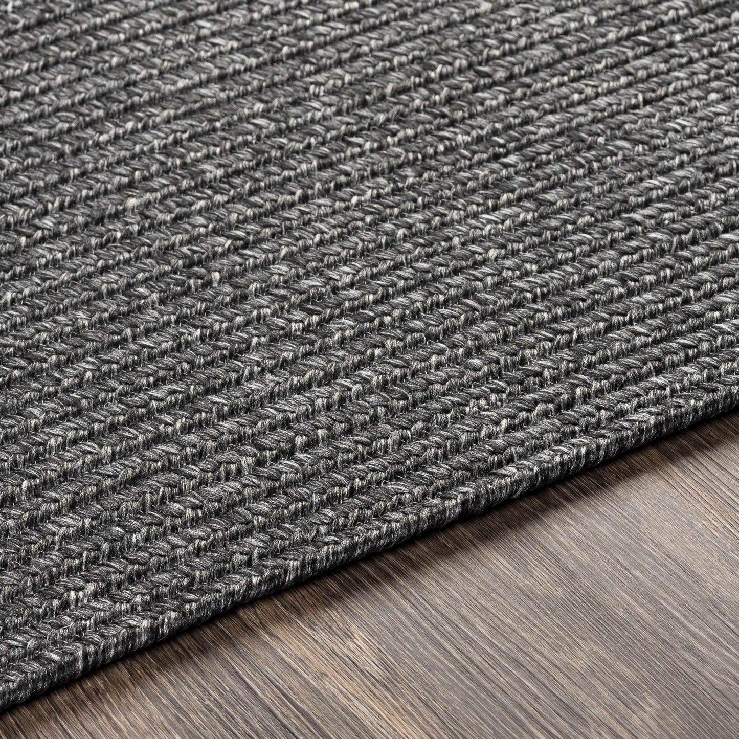 Black Braided Faux Jute Outdoor Rug