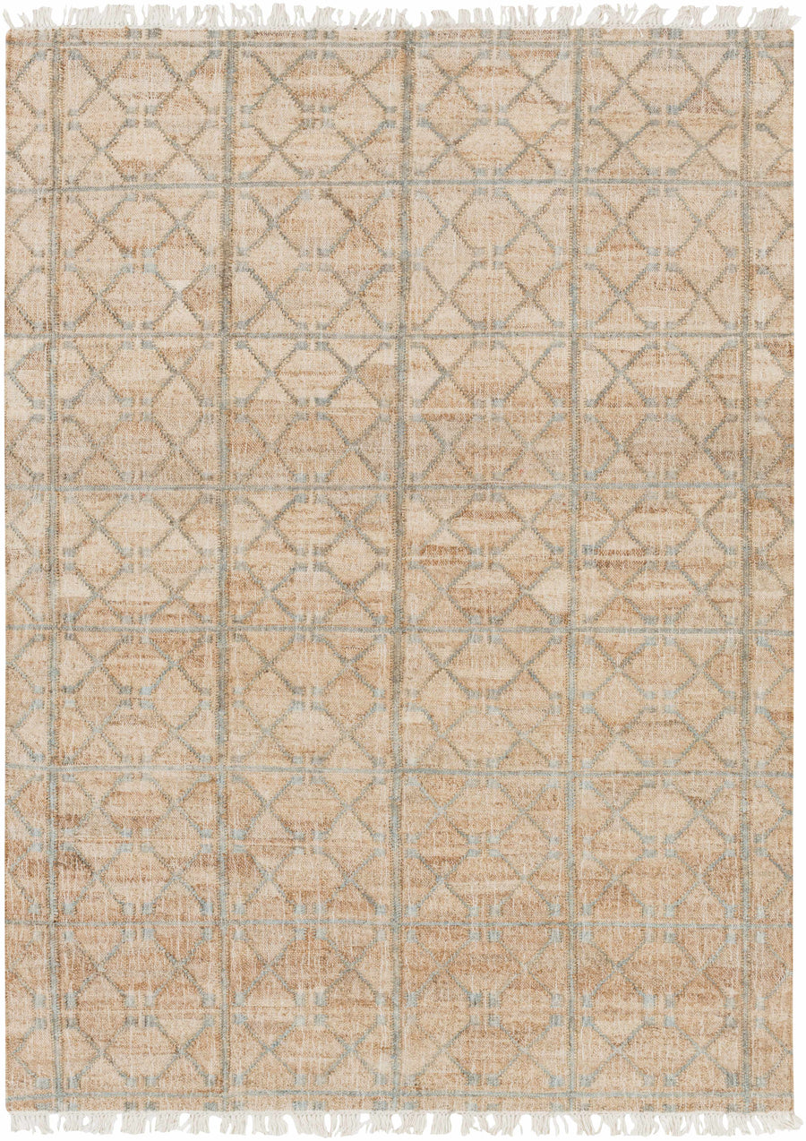 Rice Dusty Sage Fringed Jute Carpet
