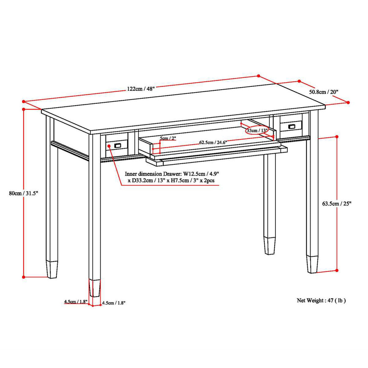 Warm Shaker Desk - Hickory