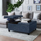 Harrison 36 Inch Wide Coffee Table Storage Ottoman in Denim