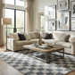 Alie Blue Gray Checkered Washable Rug