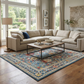 Neola Navy Blue Damask Area Rug
