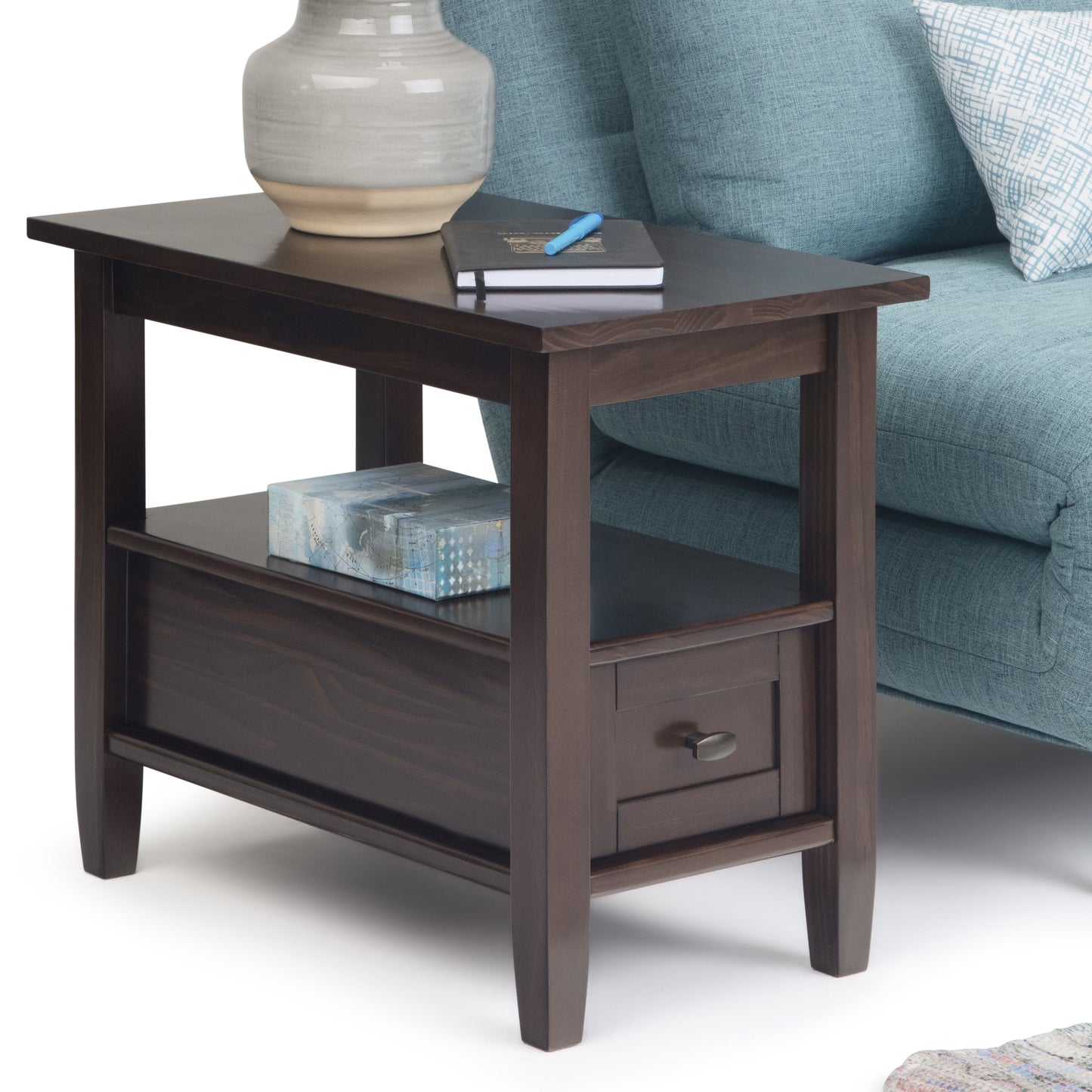 Warm Shaker Solid Wood Transitional Narrow Side Table