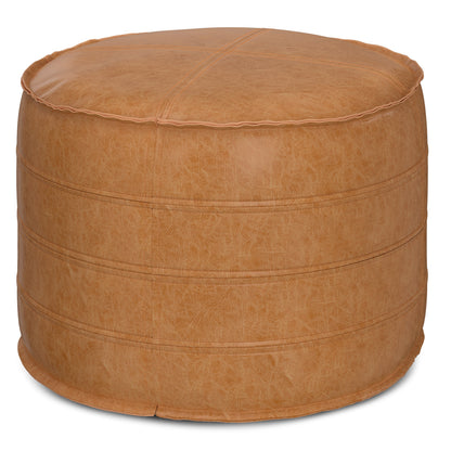 Brody 20 Inch Wide Round Pouf in Distressed