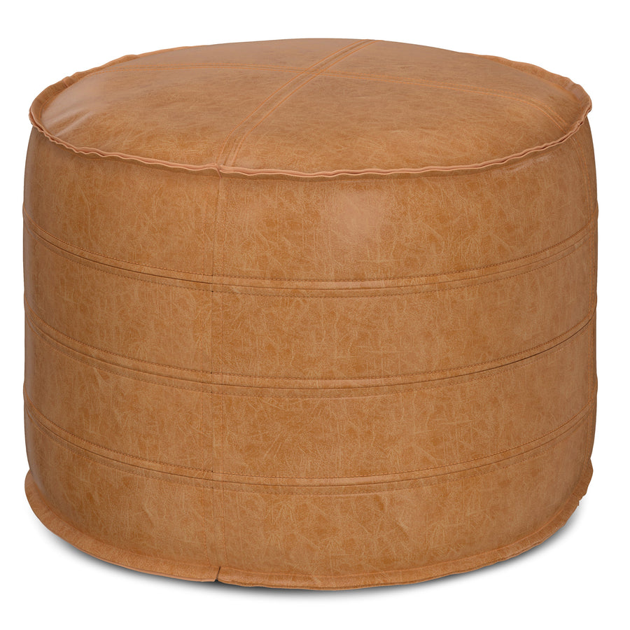 Brody 20 Inch Wide Round Pouf in Distressed
