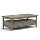 Warm Shaker Solid Wood 48 Inch Wide Transitional Coffee Table