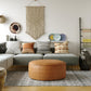 Brody 32 Inch Wide Round Coffee Table Pouf in Distressed
