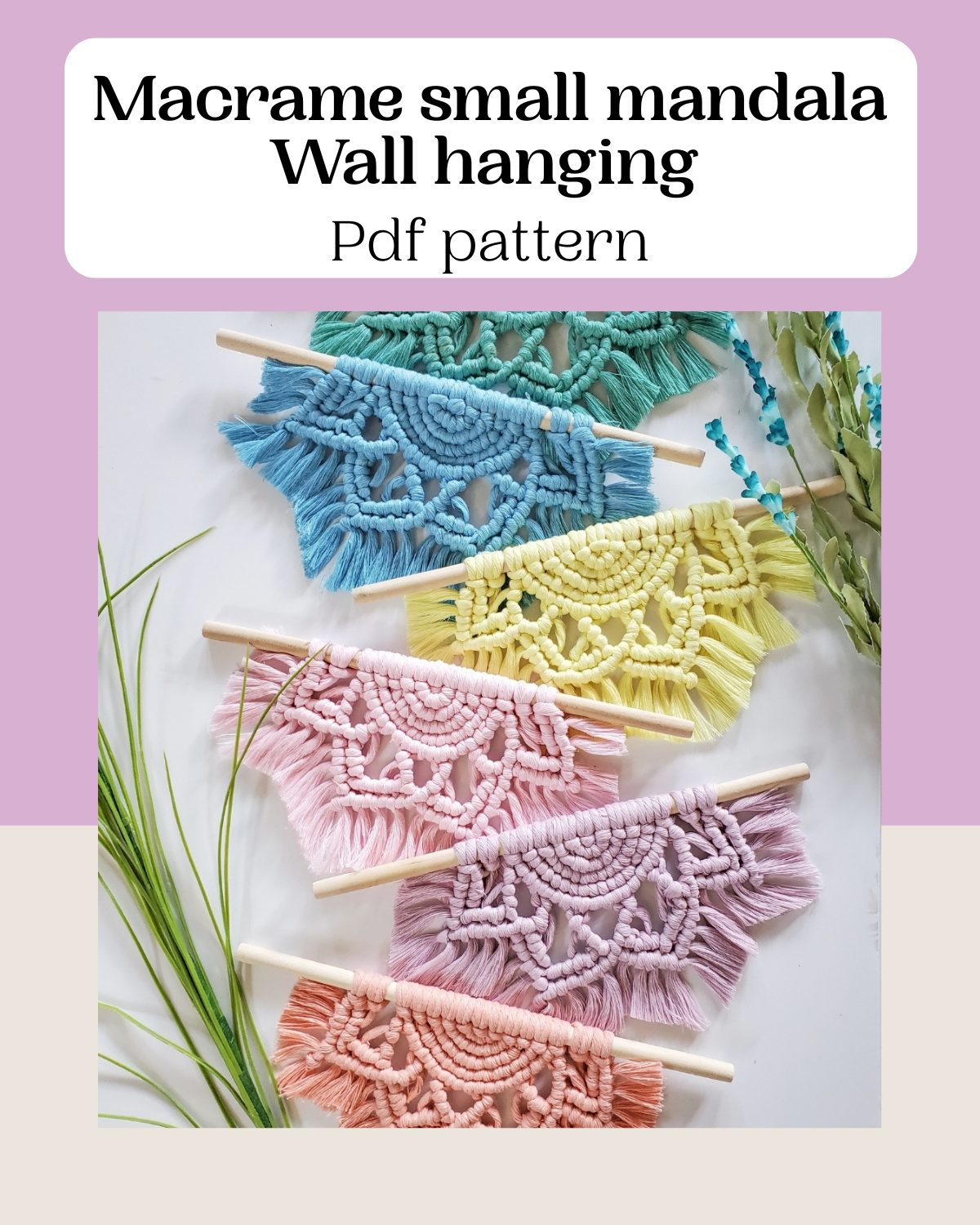 Macrame 12 inch half mandala PDF PATTERN.