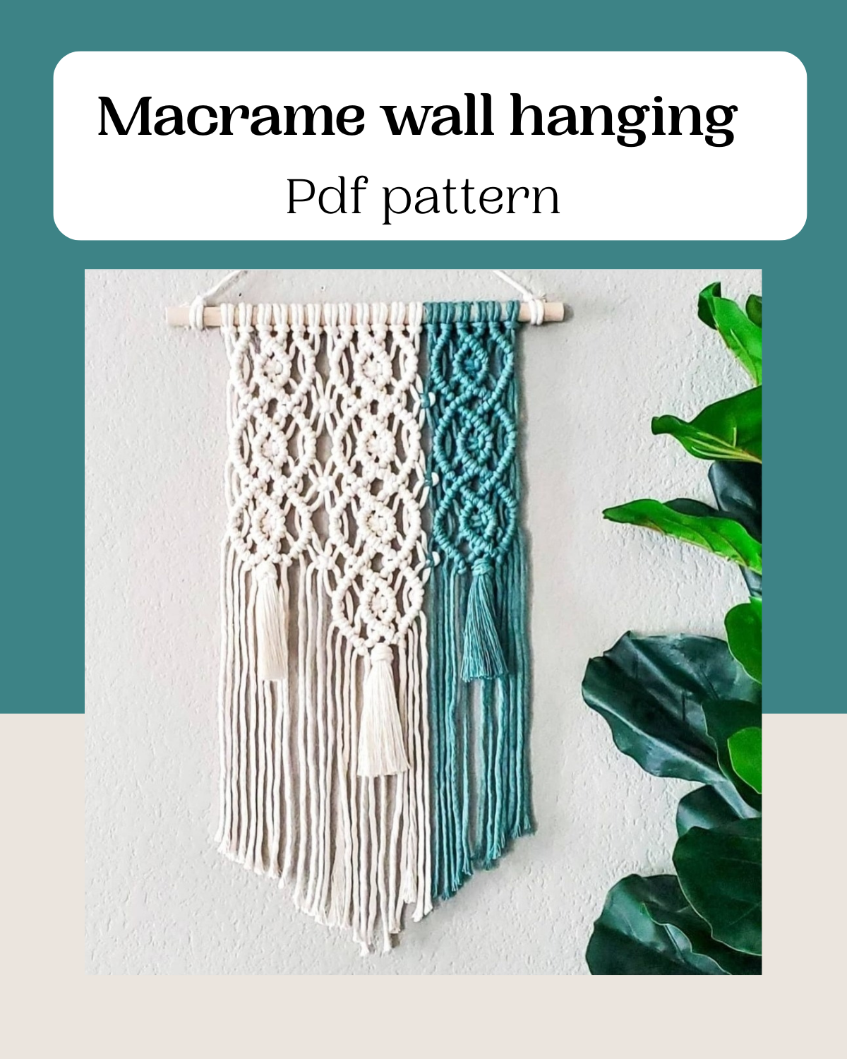 macrame wall hanging pattern. instant download pdf & free knot guide. DIY macrame tutorial step by step pattern. DIY boho wall home decor.