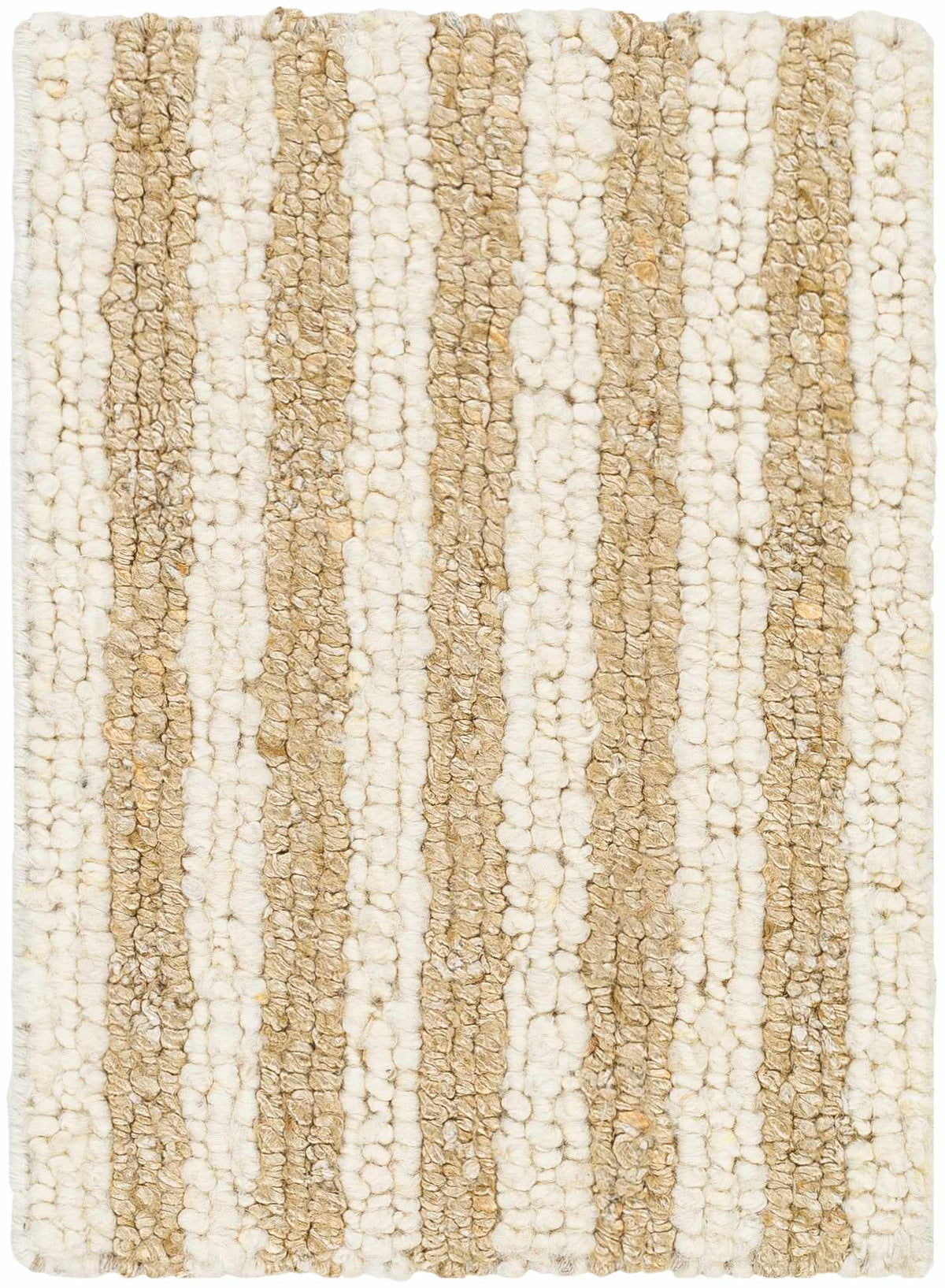 Saku Cream Striped Wool Rug - Clearance