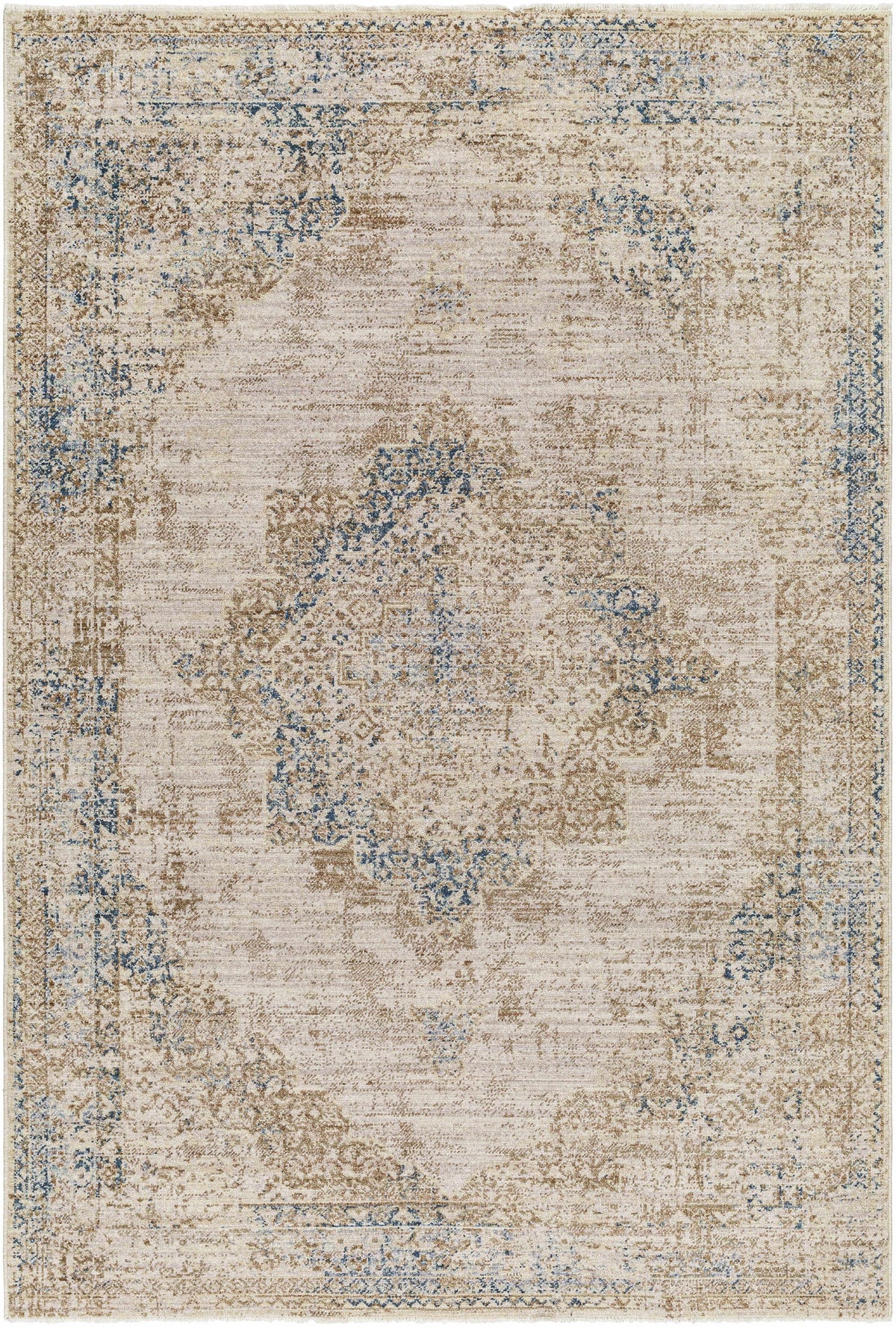 Kosta Beige & Blue Medallion Area Rug - Clearance