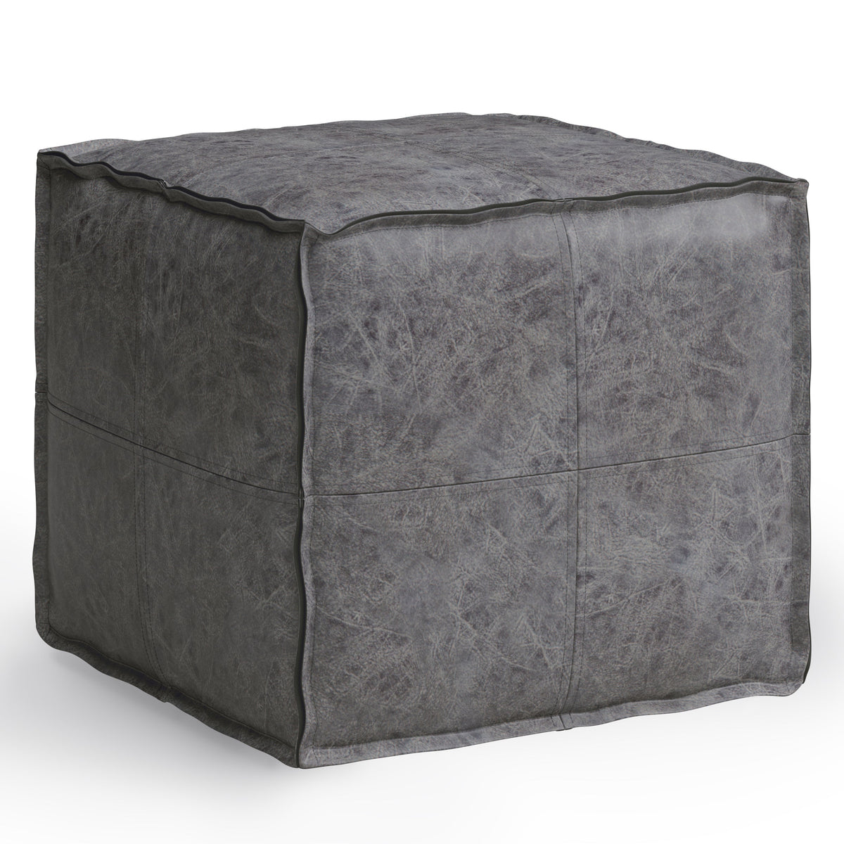 Brody Distressed Square Pouf