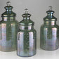 Stewartville Green Etched Glass Jar - Clearance