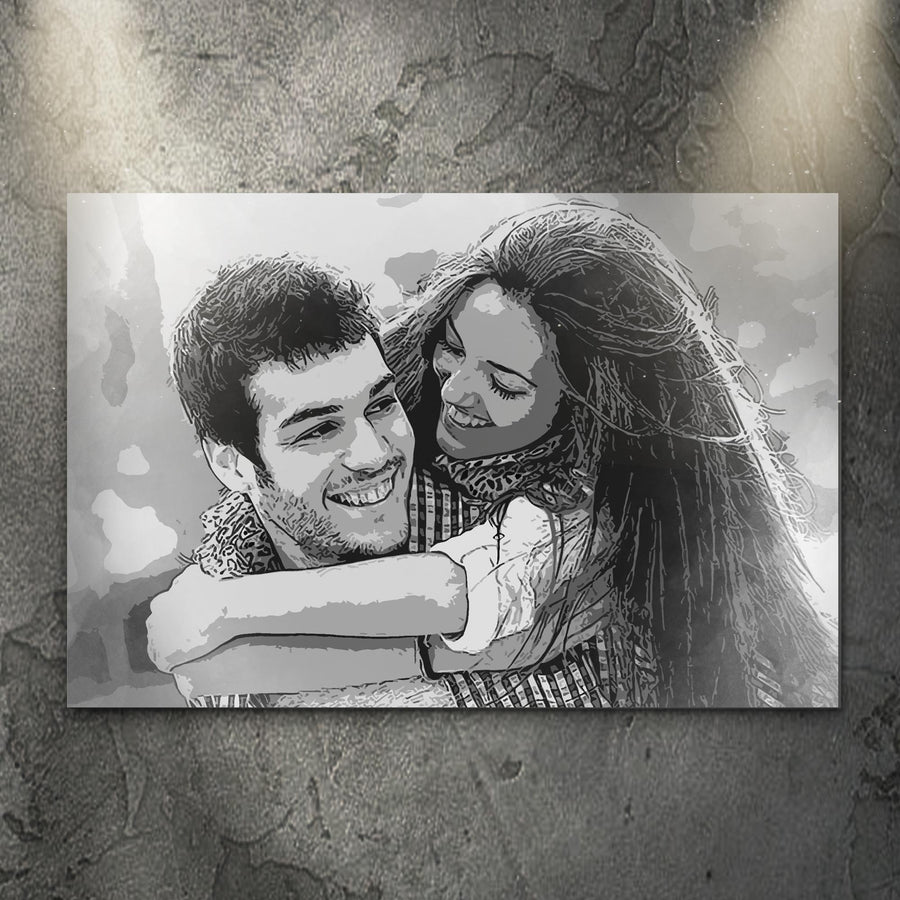 Couple Charcoal Portrait Sign
