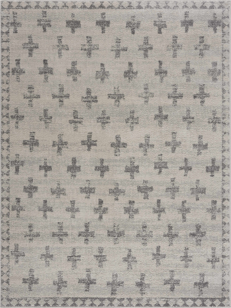Tigris Swiss Cross Ivory&Gray Area Rug - Clearance