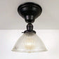 Vintage Factory Holophane Glass With Exposed Socket Light