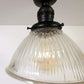 Vintage Factory Holophane Glass With Exposed Socket Light