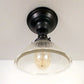 Vintage Factory Holophane Glass With Exposed Socket Light