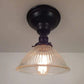 Vintage Factory Holophane Glass With Exposed Socket Light