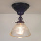 Vintage Factory Holophane Glass With Exposed Socket Light