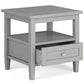 Warm Shaker Solid Wood 20-Inch Wide Transitional End Table in Fog