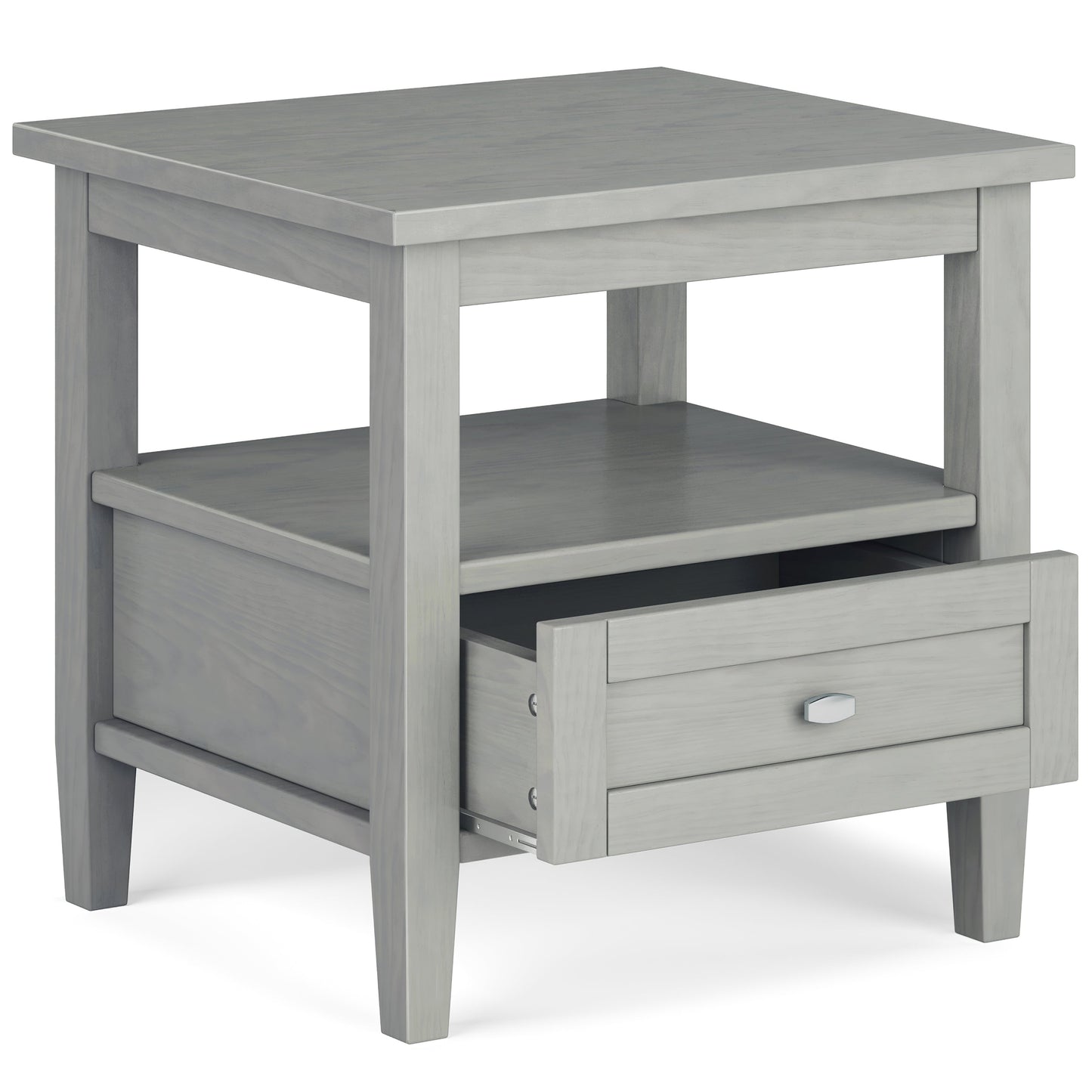 Warm Shaker Solid Wood 20-Inch Wide Transitional End Table in Fog